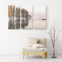 Load image into Gallery viewer, Lake Painting Canvas, 3 Panel Canvas Nature, Triptych Forest, Nature Paintings on Canvas, Triptych Canvas Wall Art,
