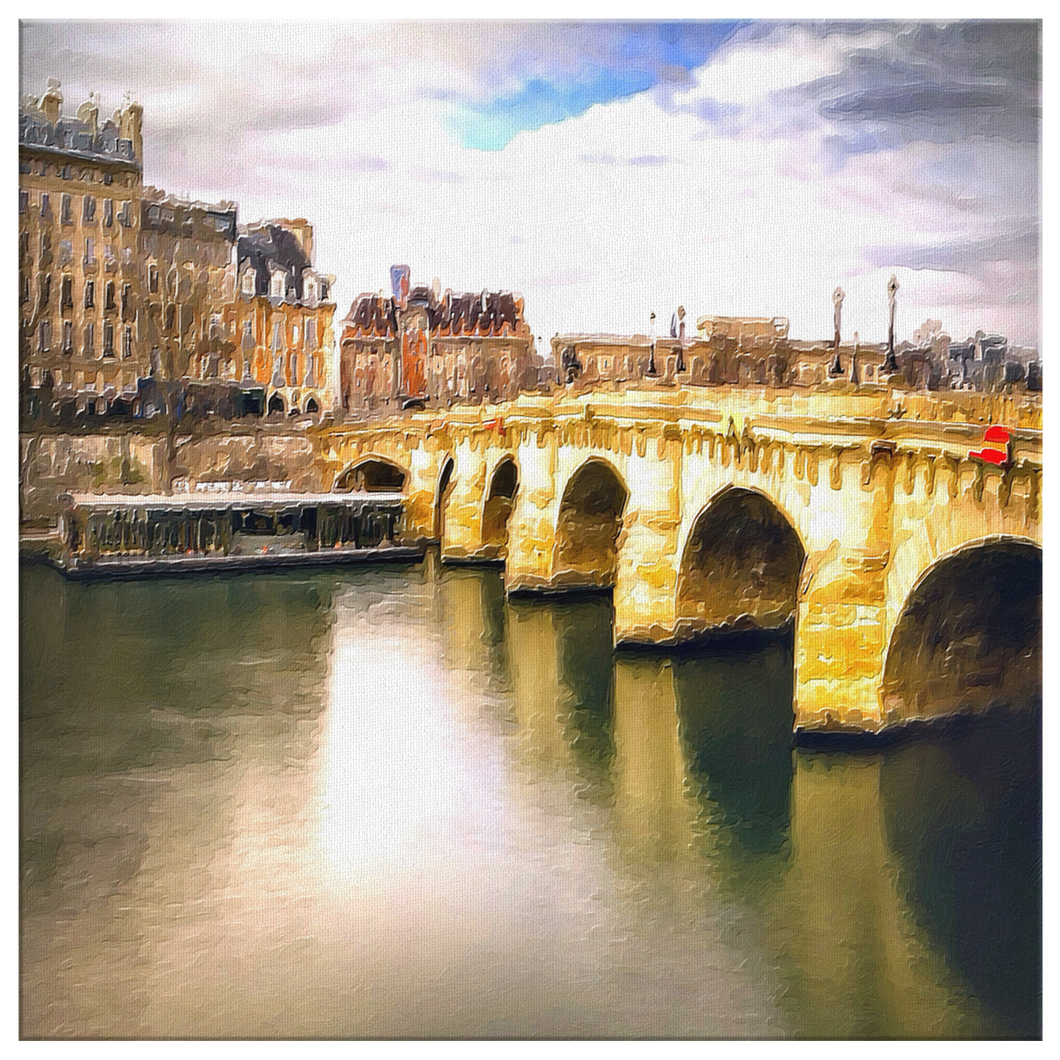Pont Neuf Square Canvas, Paris Bridge Impressionistic Style