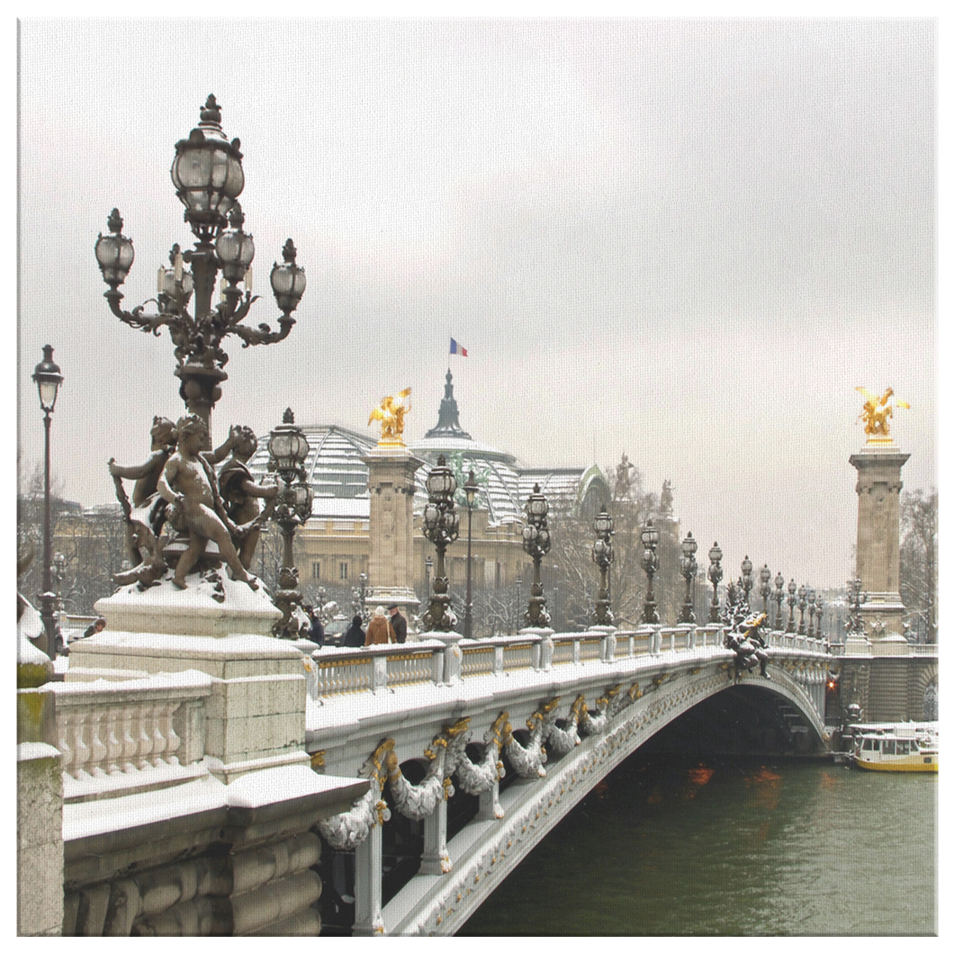 Paris Pont Alexandre III Bridge in Winter Photo to Canvas