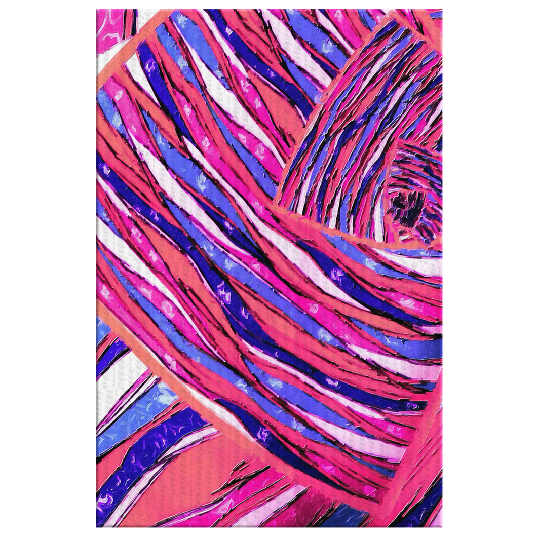 Abstract Swirl Pink and Blue Canvas Painting