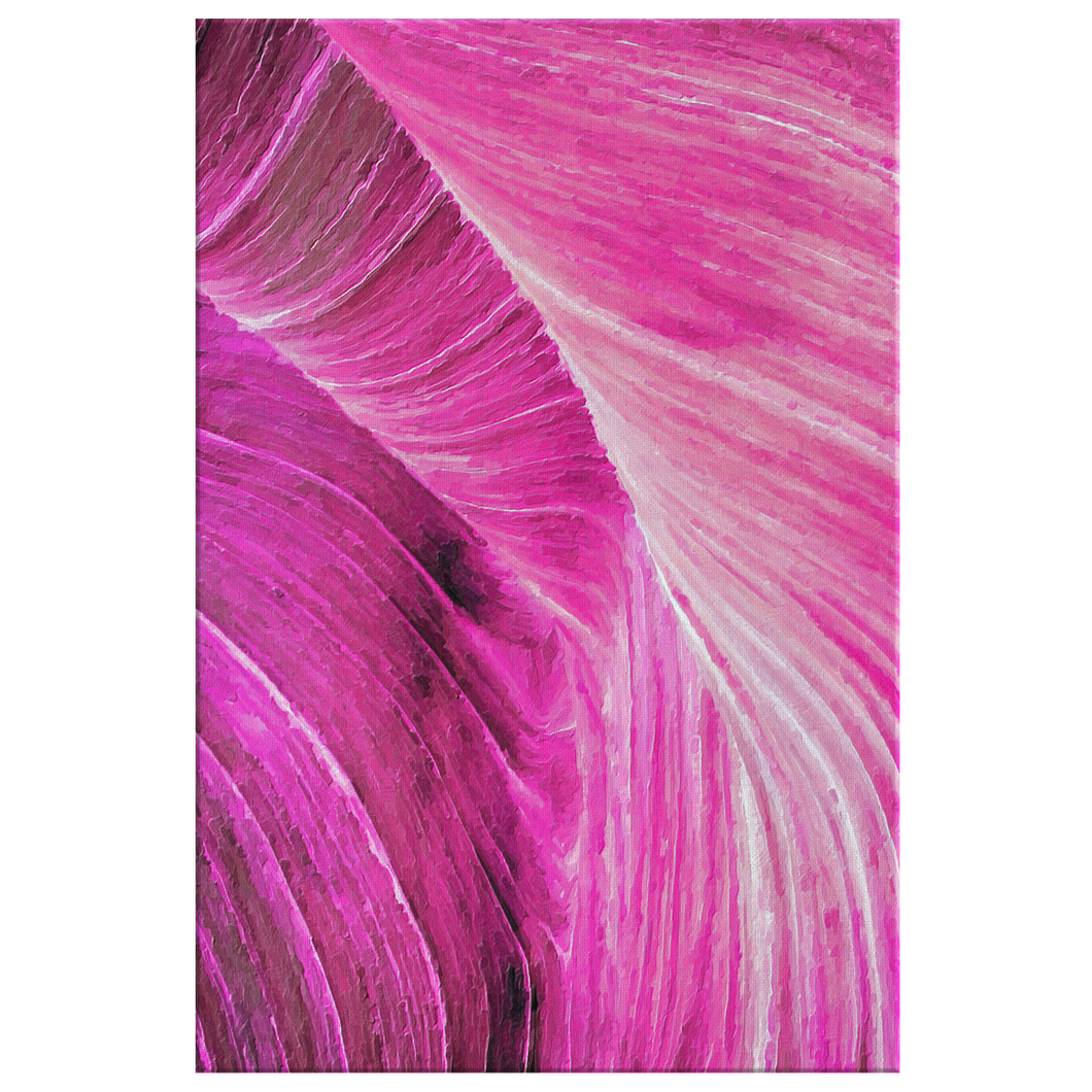 Deep Pink Abstract Painting on Canvas Inspired by Sandstone