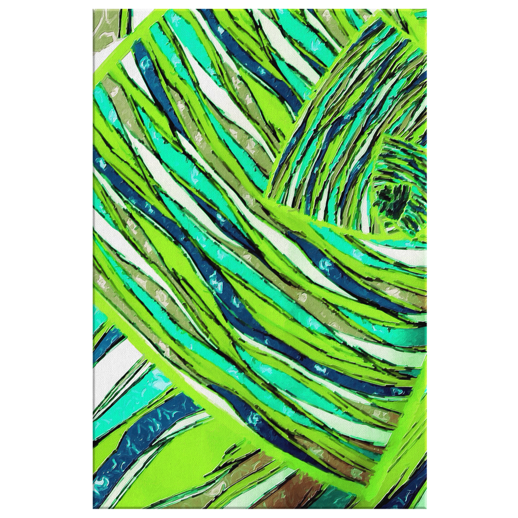 Abstract Swirl Green and Blue Canvas Painting
