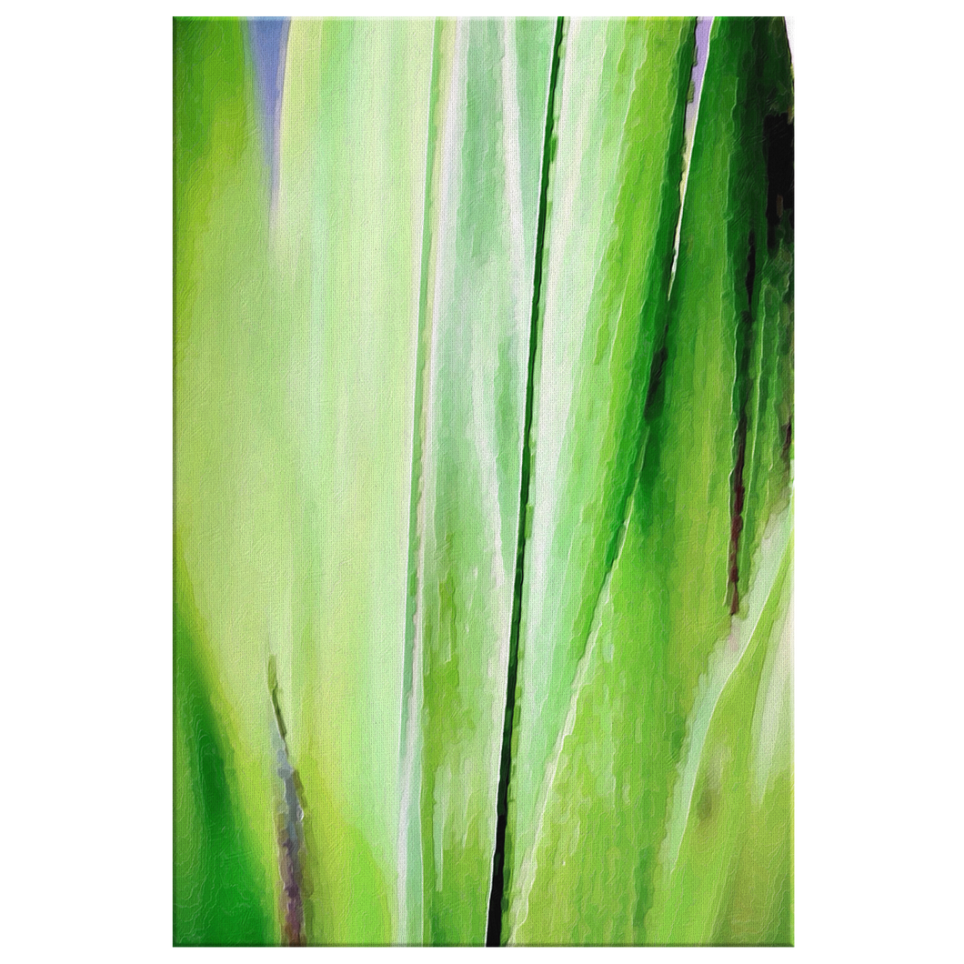 Abstract Palm Leaves Green Canvas Painting