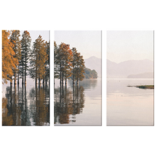 Load image into Gallery viewer, Lake Painting Canvas, 3 Panel Canvas Nature, Triptych Forest, Nature Paintings on Canvas, Triptych Canvas Wall Art,
