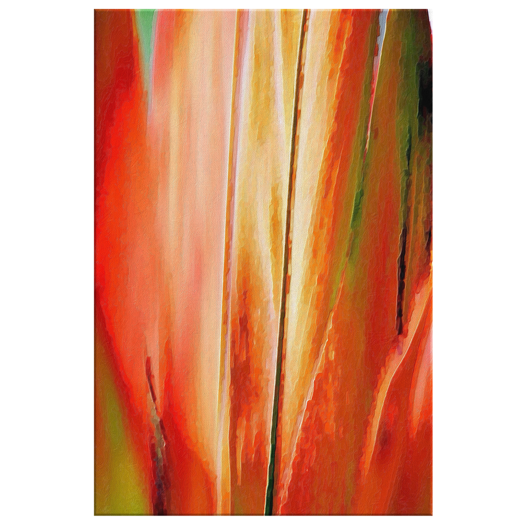 Abstract Palm Leaves Orange Canvas Painting