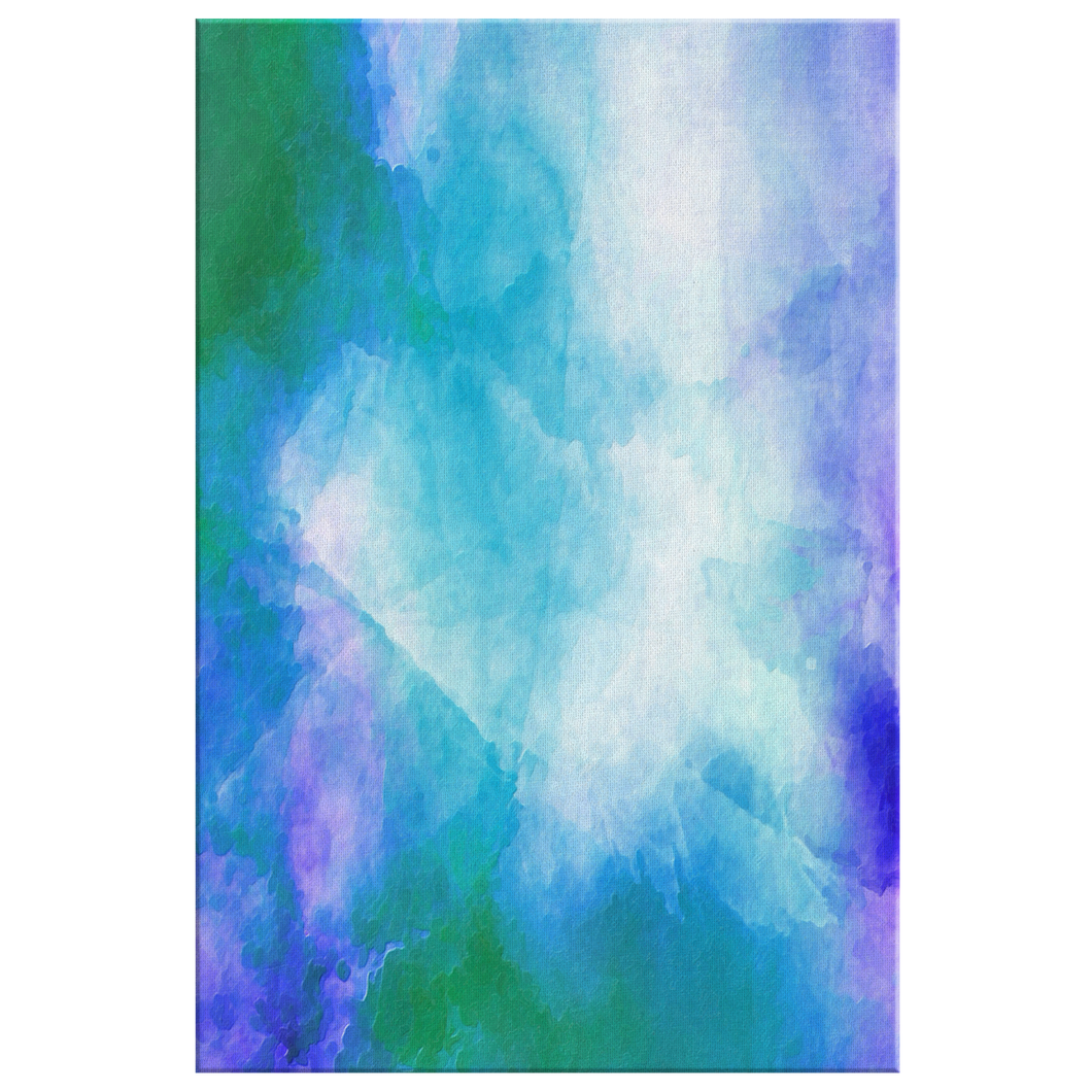 Blue Purple Green Flowing Sky Abstract Canvas