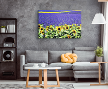 Load image into Gallery viewer, French Lavender and Sunflower Field Canvas Painting Rectangular

