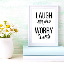 Load image into Gallery viewer, LAUGH MORE WORRY LESS Typography Printable - Instant Download

