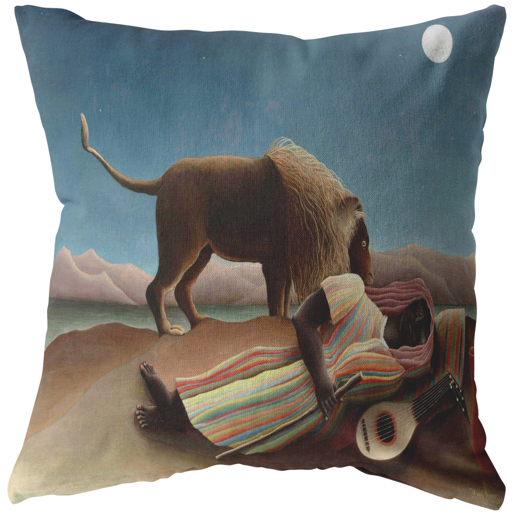Rousseau's THE SLEEPING GYPSY Pillow Famous Art 1897
