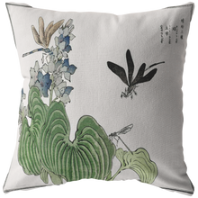 Load image into Gallery viewer, Japanese Dragonfly Art by Morimoto Toku 1910 Vintage Pillow for Home Decor
