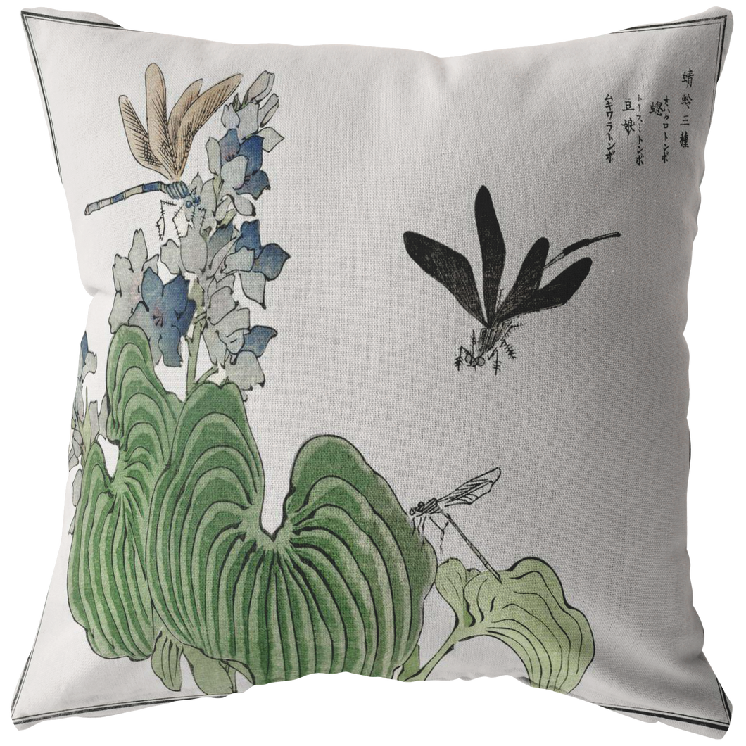 Japanese Dragonfly Art by Morimoto Toku 1910 Vintage Pillow for Home Decor