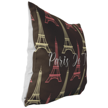 Load image into Gallery viewer, Paris Eiffel Tower Pillow Black Paris Je t&#39;Taime

